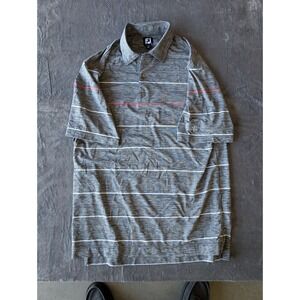 FootJoy Mens Grey Striped Space Dye Golf Polo Shirt Aliante Golf Club Large